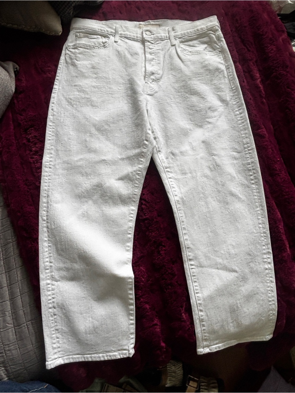 Mother ditcher crop women’s White Casual Jeans - Classic Straight Fit 34